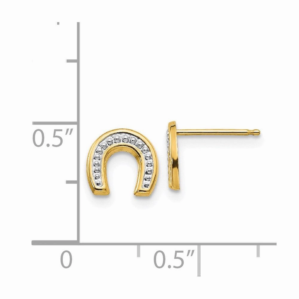 Madi K Kid's 14k  Polished & Rhodium Horseshoe Post Earrings