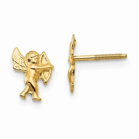 Madi K Kid's 14k  Polished Cupid Screwback Earrings