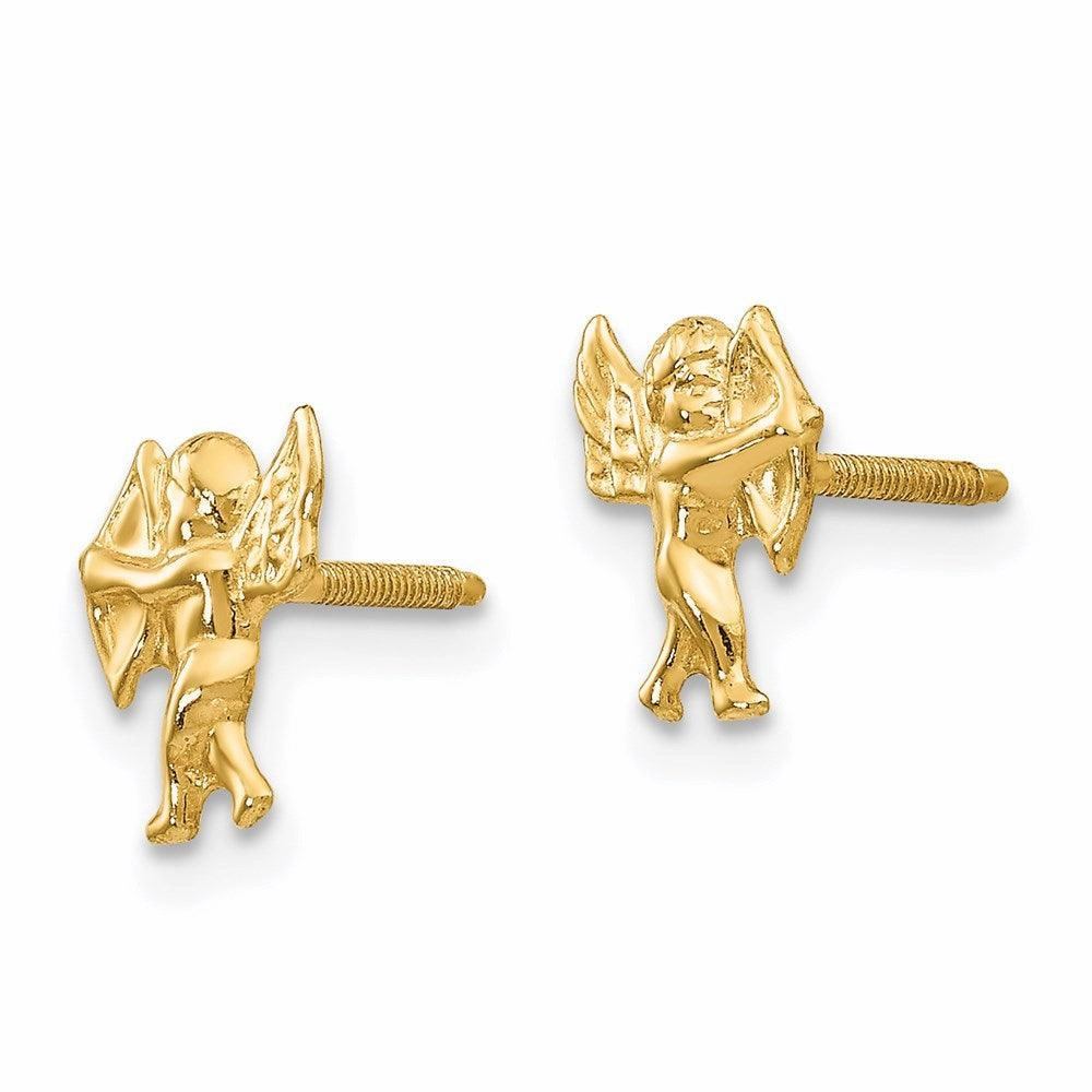 Madi K Kid's 14k  Polished Cupid Screwback Earrings