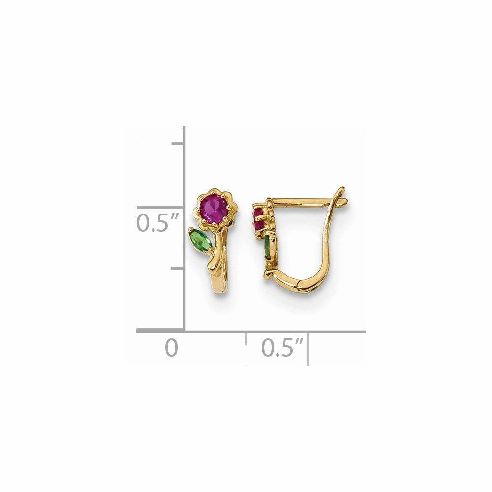 Madi K Kid's 14k  Polished Red & Green CZ Flower Hoops