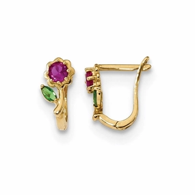 Madi K Kid's 14k  Polished Red & Green CZ Flower Hoops
