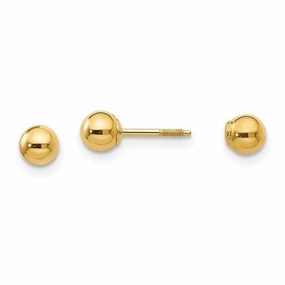 Madi K Kid's 14k  Polished Reversible 4mm Ball Earrings