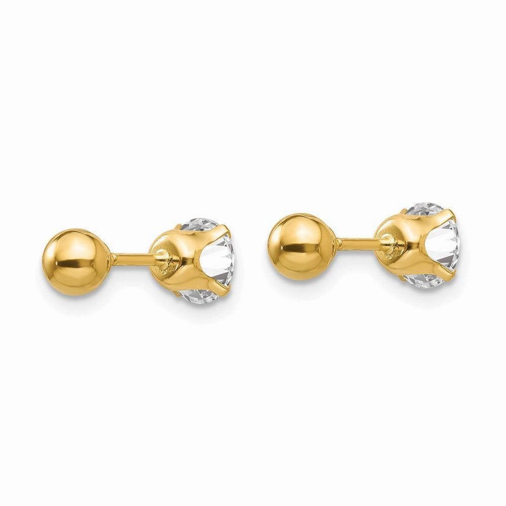 Madi K Kid's 14k  Polished Reversible 5mm CZ & Ball Earrings