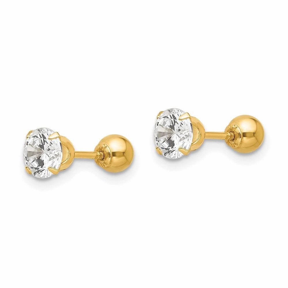 Madi K Kid's 14k  Polished Reversible 5mm CZ & Ball Earrings