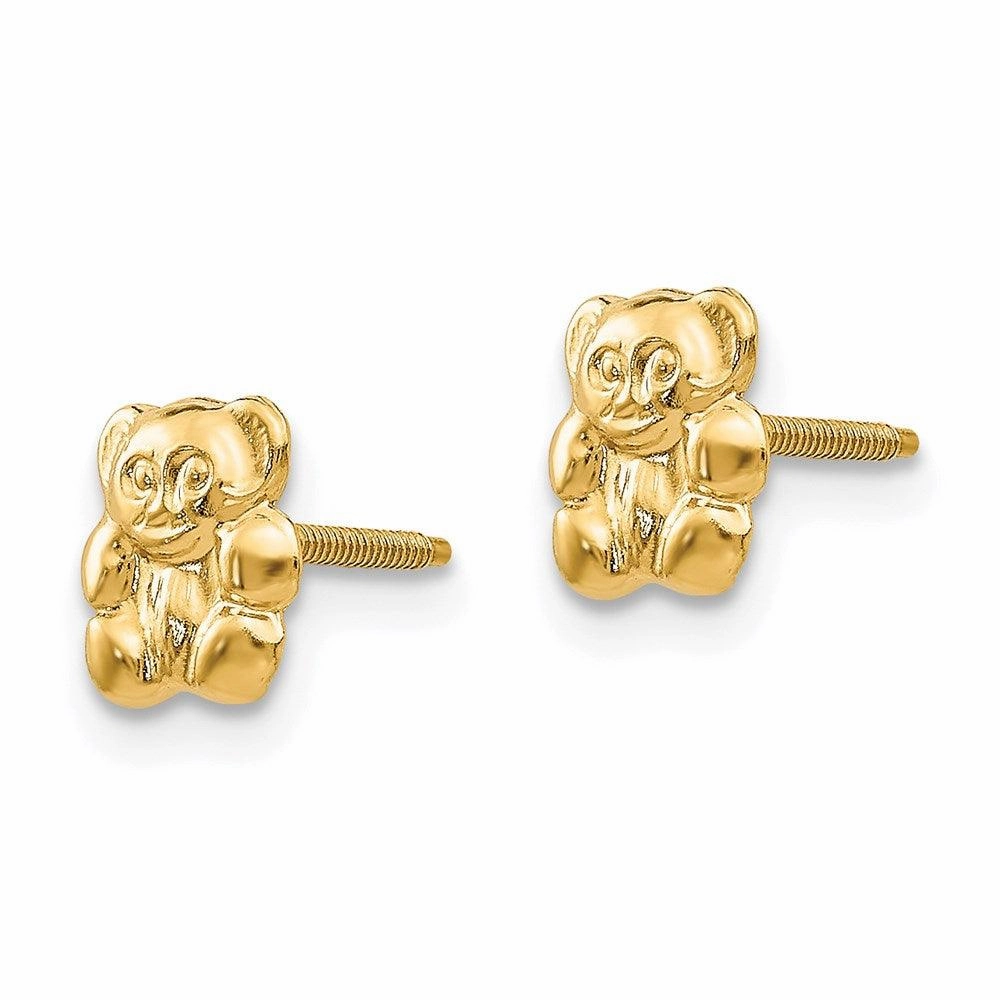 Madi K Kid's 14k  Polished Teddy Bear Screwback Earrings