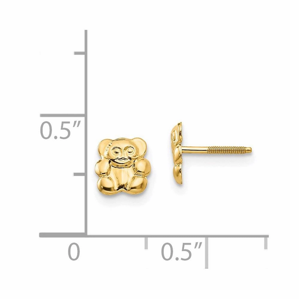 Madi K Kid's 14k  Polished Teddy Bear Screwback Earrings