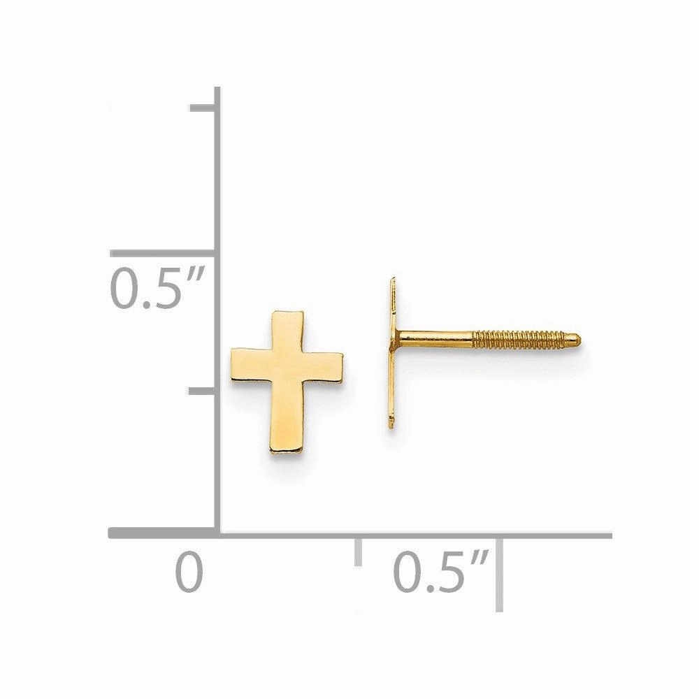 Madi K Kid's 14k  Polished Tiny Cross Silicone Back Earrings