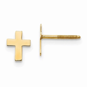Madi K Kid's 14k  Polished Tiny Cross Silicone Back Earrings