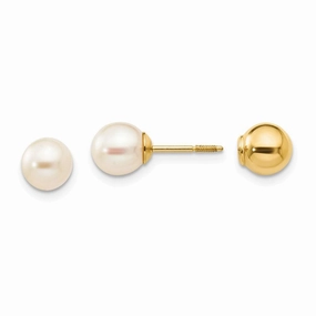 Madi K Kid's 14k  Reversible FW Cultured Pearl & Bead Earrings