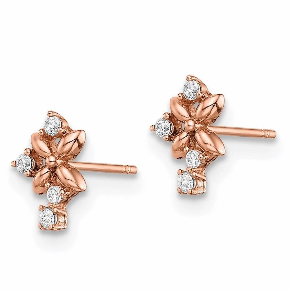 Madi K Kid's 14k  Rose Gold CZ Post Earrings