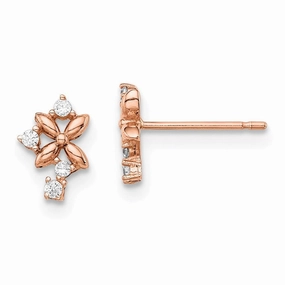 Madi K Kid's 14k  Rose Gold CZ Post Earrings