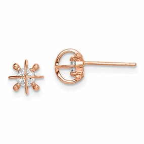 Madi K Kid's 14k  Rose Gold CZ Post Earrings