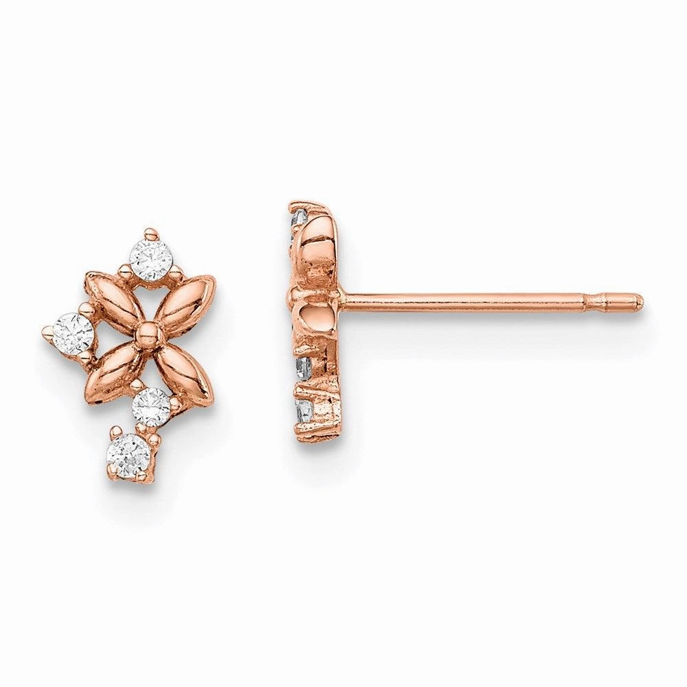 Madi K Kid's 14k  Rose Gold CZ Post Earrings