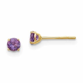 Madi K Kid's 14k  Round Amethyst 3mm Post Earrings