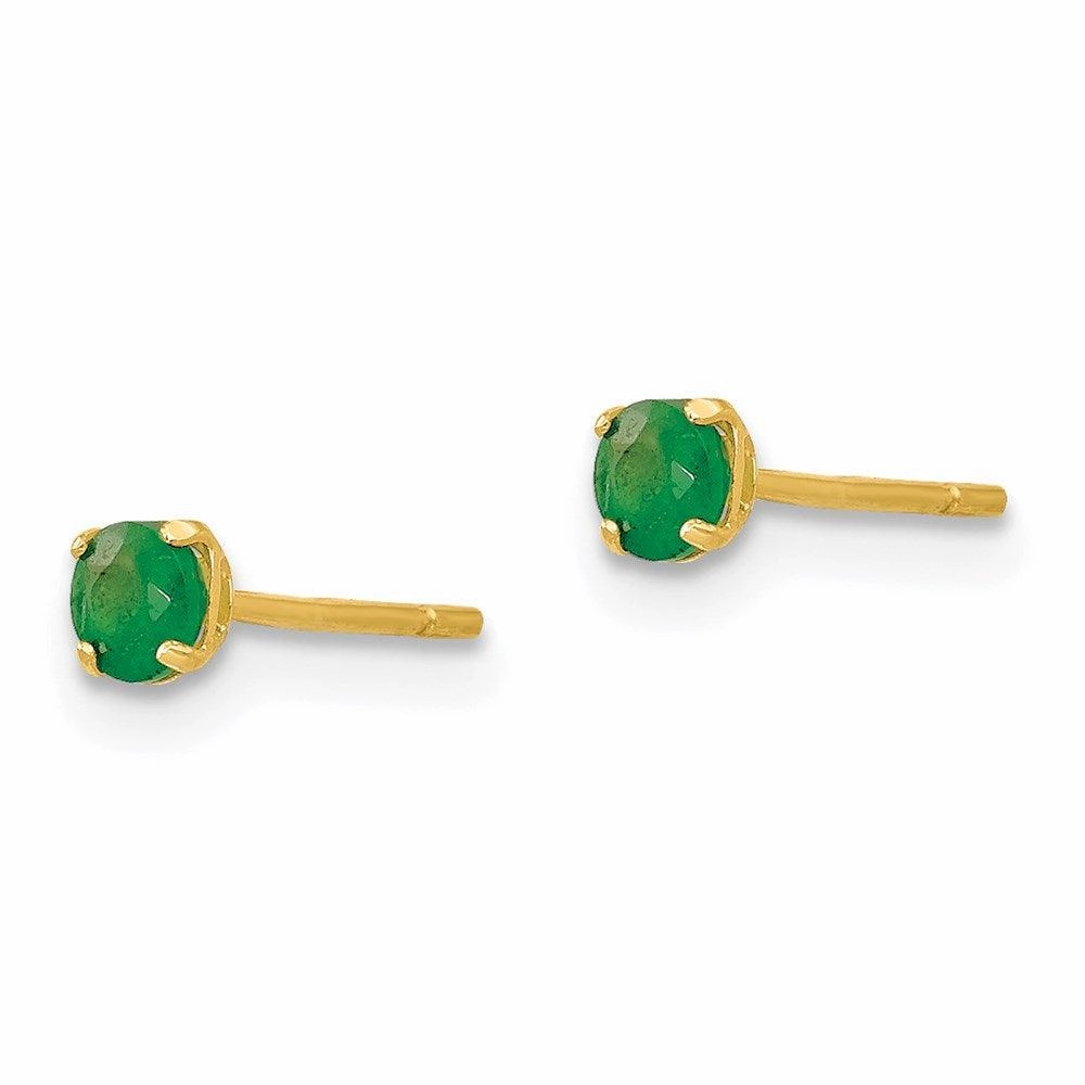 Madi K Kid's 14k  Round Emerald 3mm Post Earrings