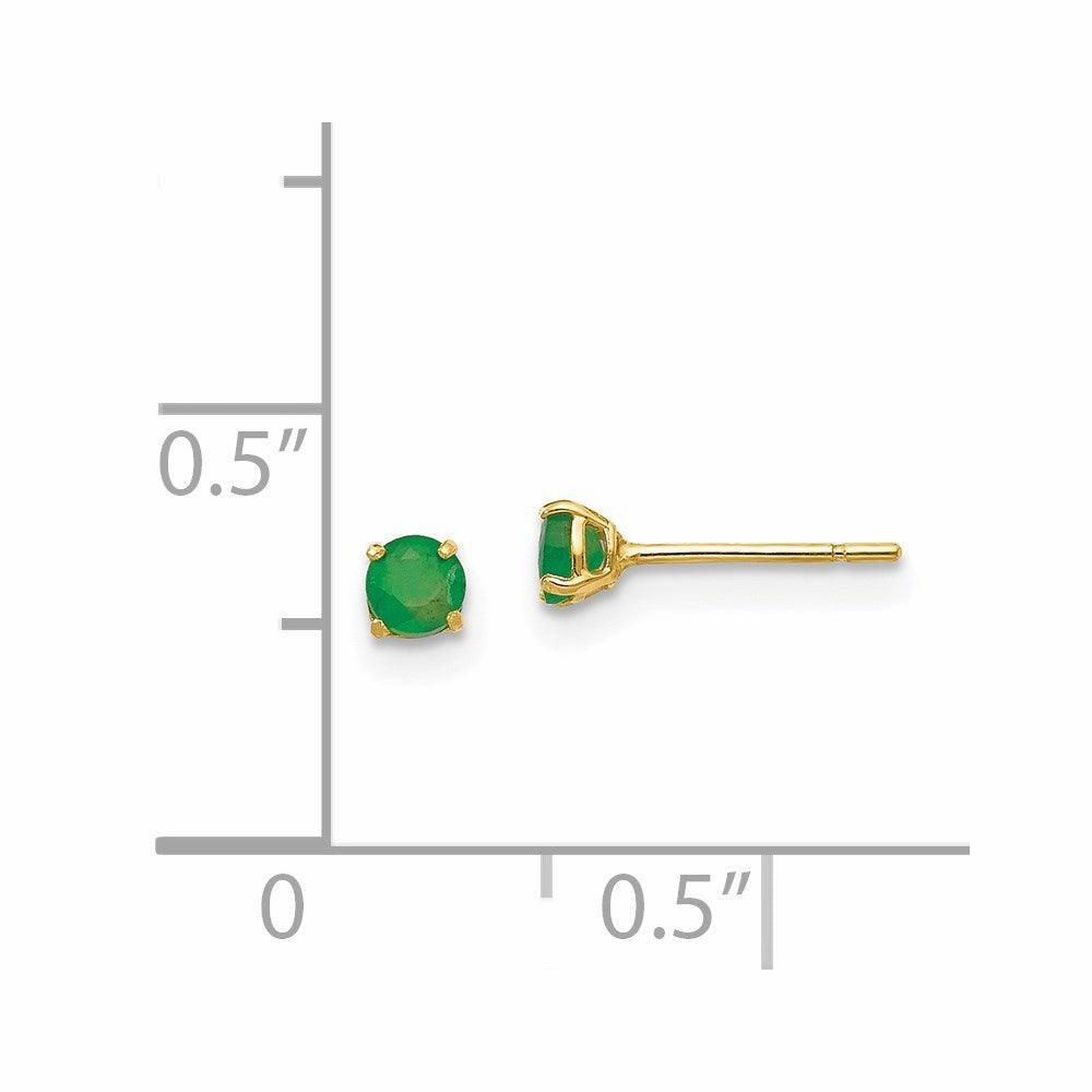 Madi K Kid's 14k  Round Emerald 3mm Post Earrings