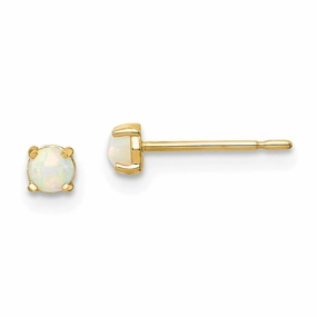 Madi K Kid's 14k  Synthetic Lab Created Opal Post Earrings