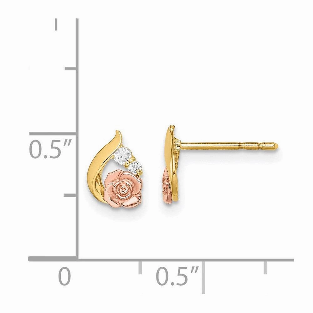 Madi K Kid's 14k  Two-Tone CZ Flower Post Earrings