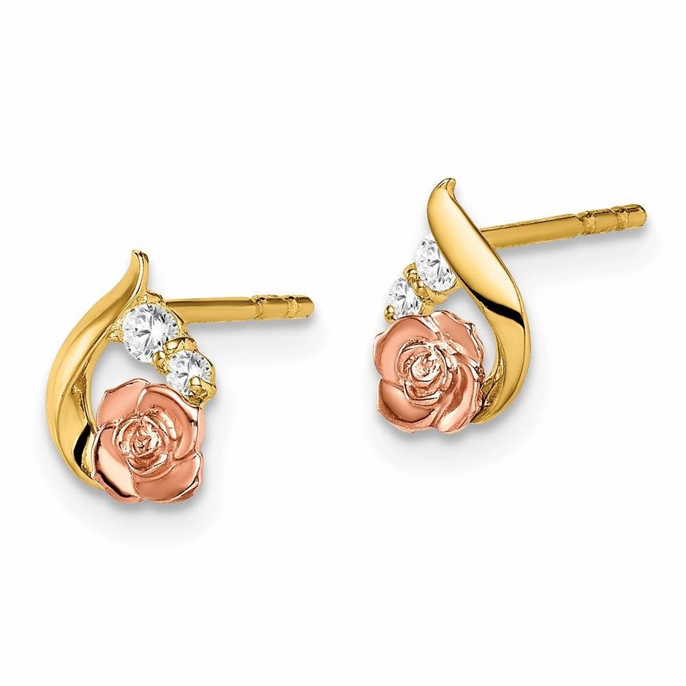 Madi K Kid's 14k  Two-Tone CZ Flower Post Earrings