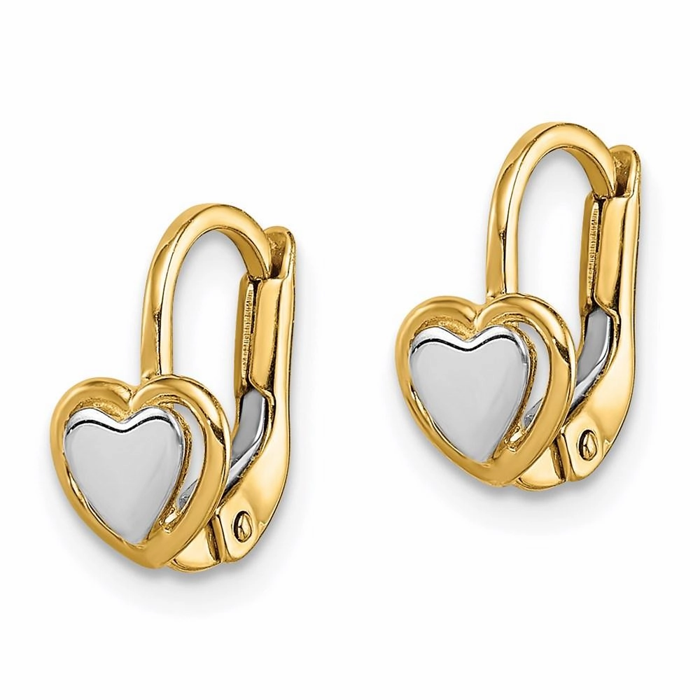 Madi K Kid's 14k  Two-Tone  Heart Hoop Earrings