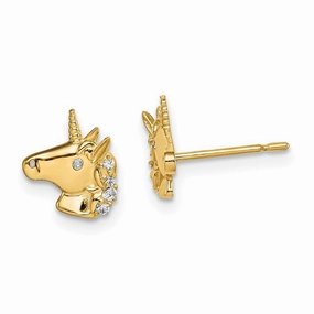 Madi K Kid's 14k  Unicorn CZ Stud Earrings