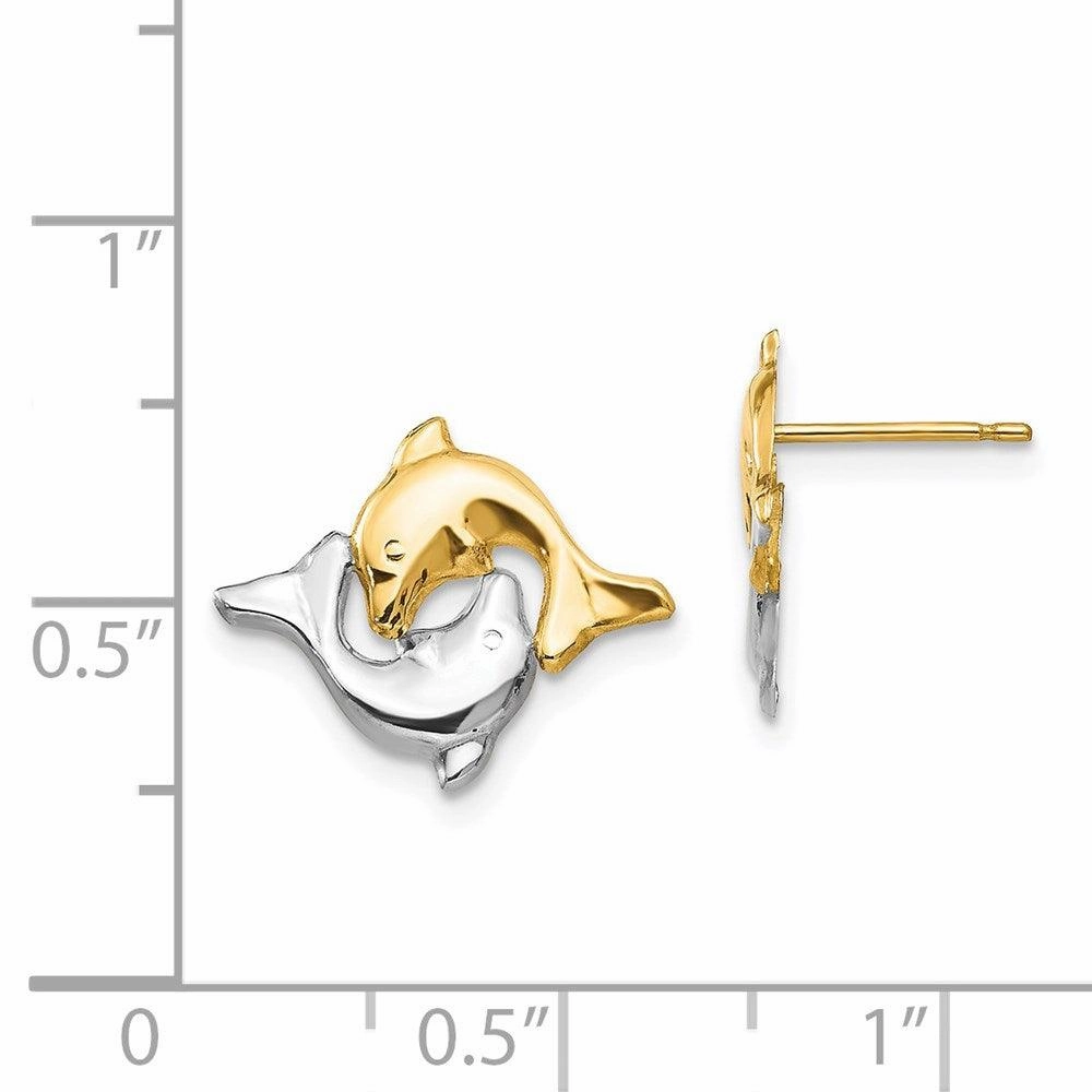 Madi K Kid's 14k  w/Rhodium Dolphin Post Earrings