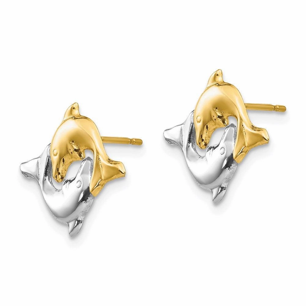 Madi K Kid's 14k  w/Rhodium Dolphin Post Earrings