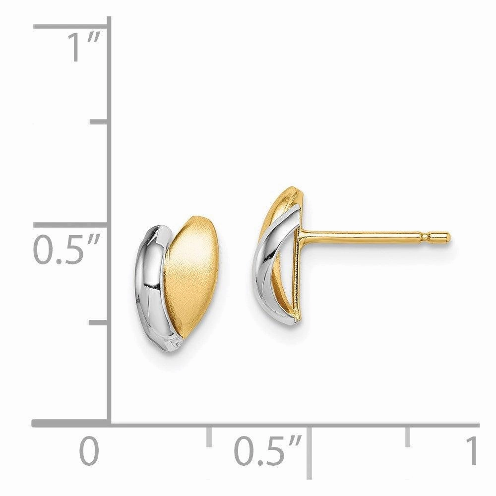 Madi K Kid's 14k w/Rhodium  Satin Leaf Post Earrings