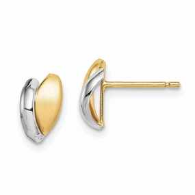 Madi K Kid's 14k w/Rhodium  Satin Leaf Post Earrings