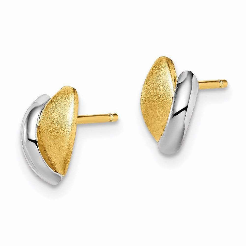 Madi K Kid's 14k w/Rhodium  Satin Leaf Post Earrings