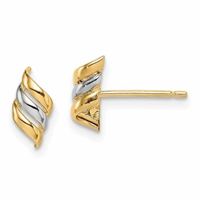 Madi K Kid's 14k w/Rhodium  Swirl Post Earrings