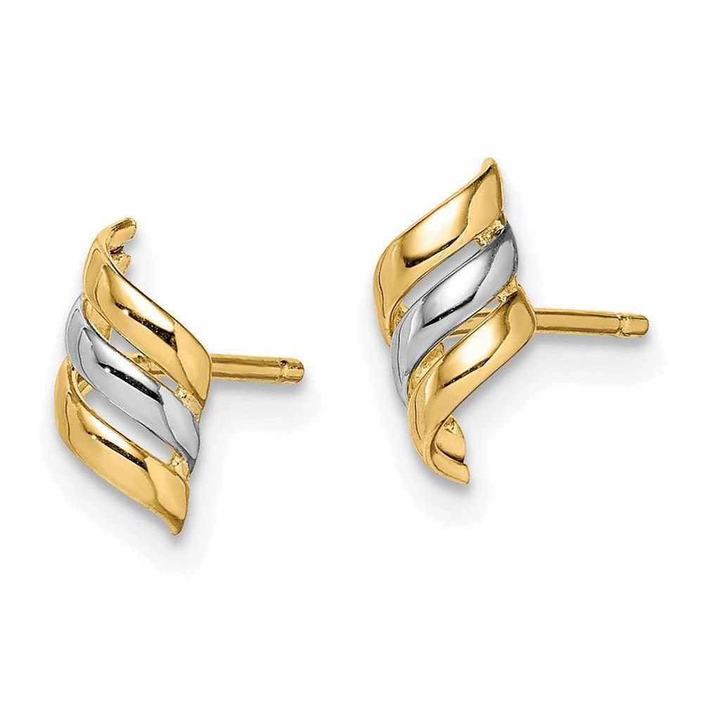 Madi K Kid's 14k w/Rhodium  Swirl Post Earrings