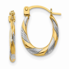 Madi K Kid's 14k  w/Rhodium Twist Hoop Earrings