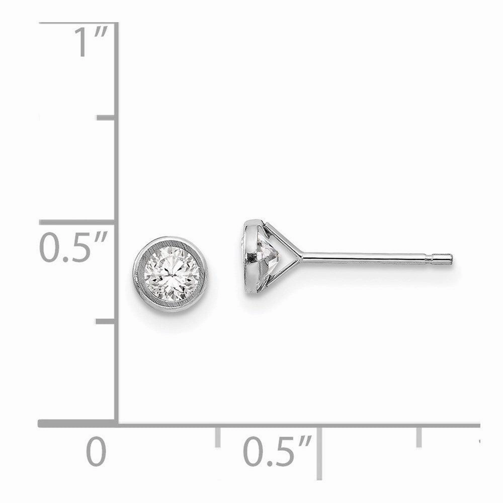Madi K Kid's 14k White Gold  4mm Bezel Set CZ Post Earrings