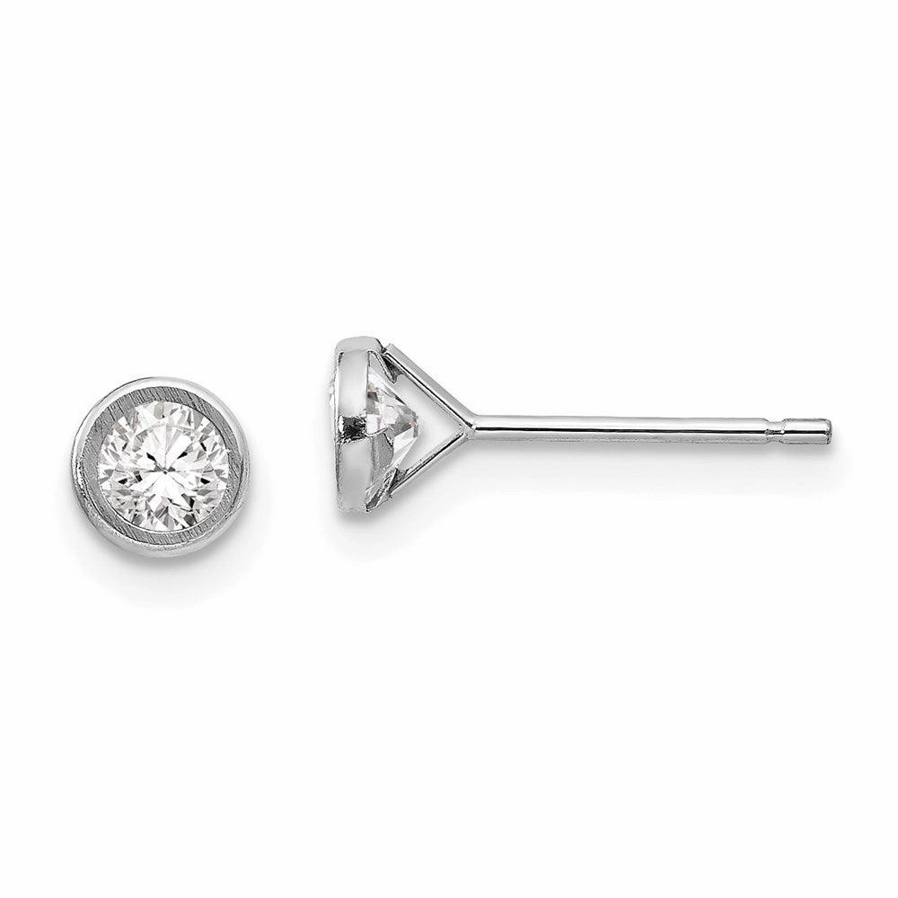 Madi K Kid's 14k White Gold  4mm Bezel Set CZ Post Earrings