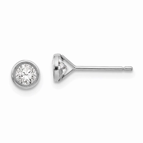 Madi K Kid's 14k White Gold  4mm Bezel Set CZ Post Earrings