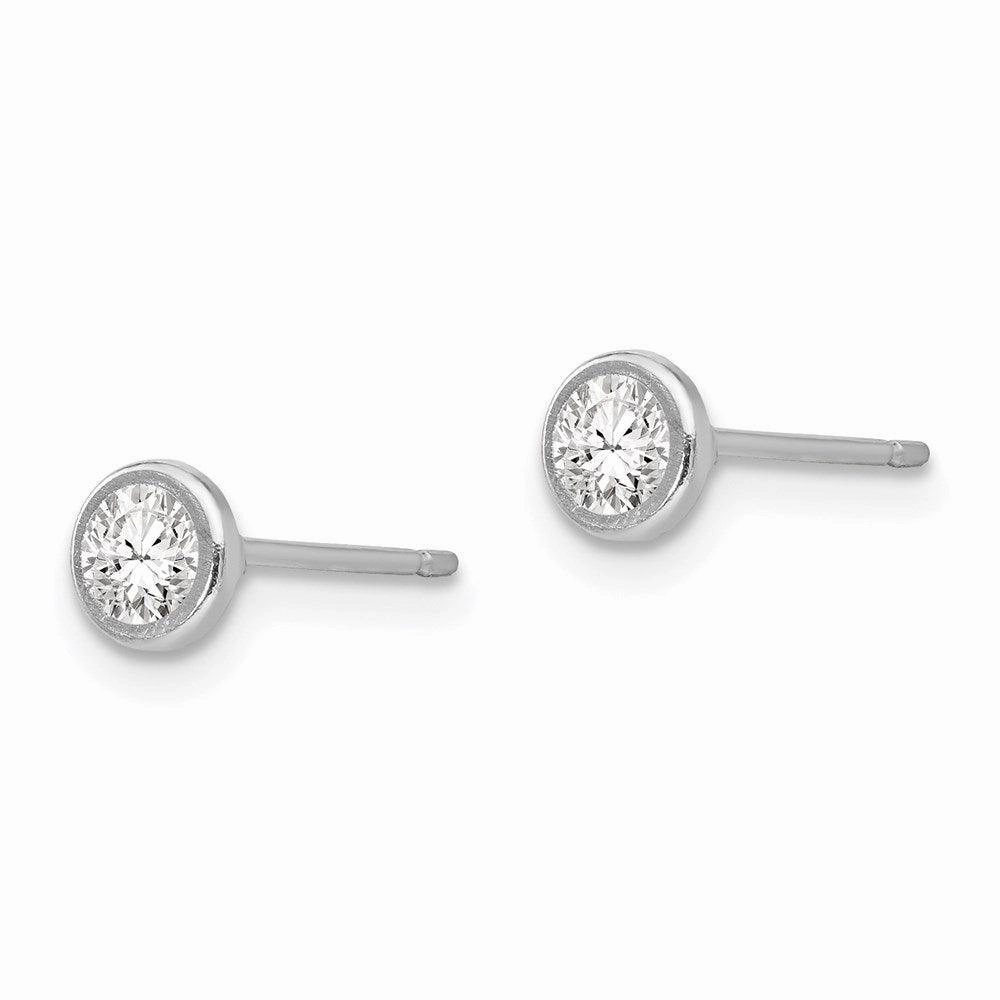 Madi K Kid's 14k White Gold  4mm Bezel Set CZ Post Earrings