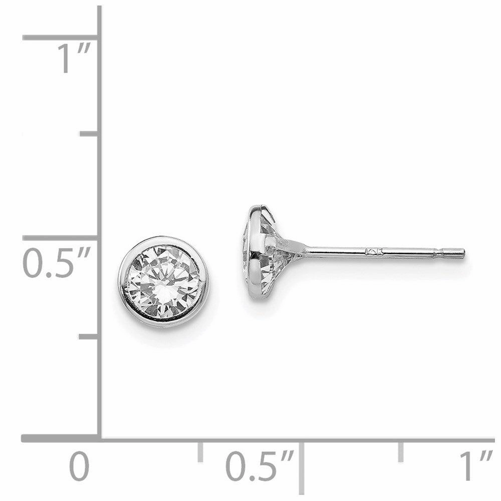 Madi K Kid's 14k White Gold  5mm Bezel Set CZ Post Earrings