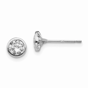 Madi K Kid's 14k White Gold  5mm Bezel Set CZ Post Earrings