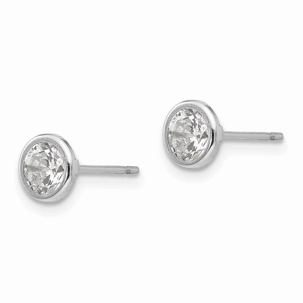 Madi K Kid's 14k White Gold  5mm Bezel Set CZ Post Earrings