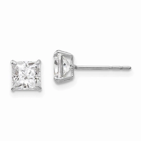 Madi K Kid's 14k White Gold  5mm Square CZ Post Earrings