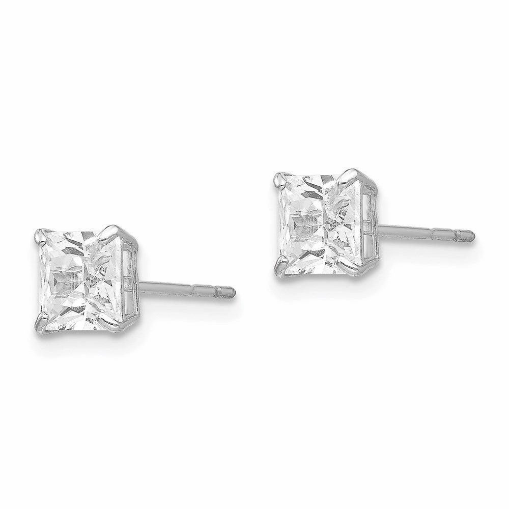 Madi K Kid's 14k White Gold  5mm Square CZ Post Earrings