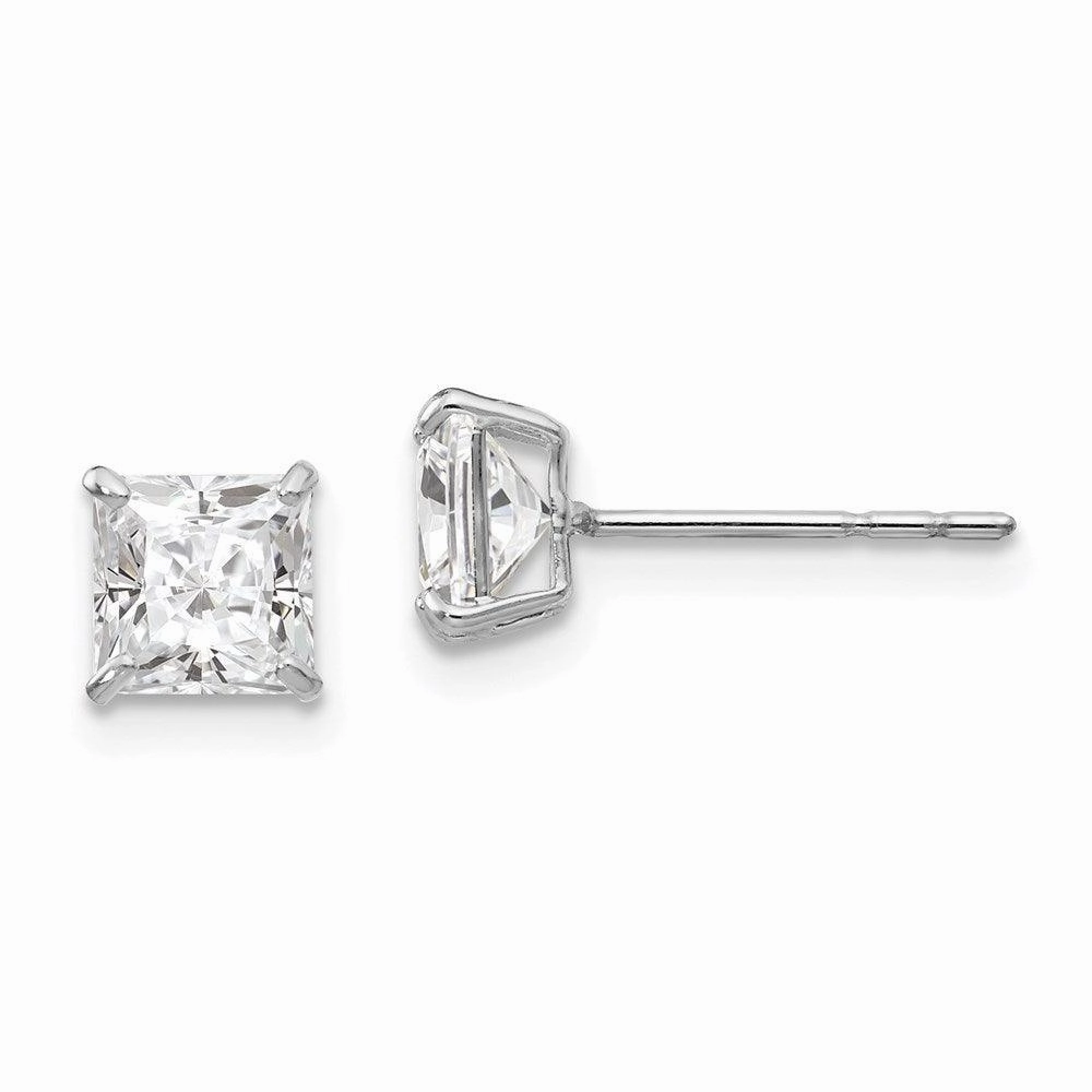 Madi K Kid's 14k White Gold  5mm Square CZ Post Earrings