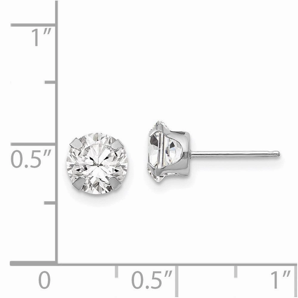 Madi K Kid's 14k White Gold  6.5mm CZ Post Earrings