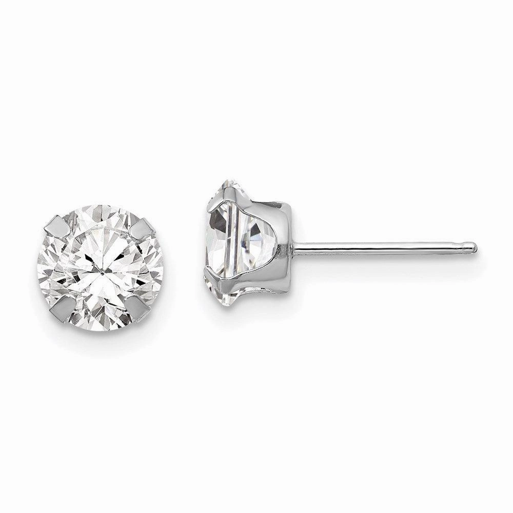 Madi K Kid's 14k White Gold  6.5mm CZ Post Earrings