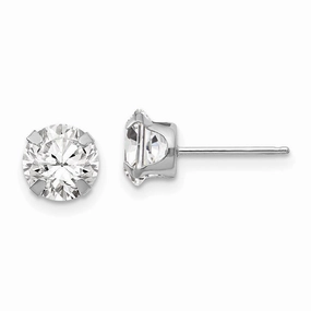Madi K Kid's 14k White Gold  6.5mm CZ Post Earrings