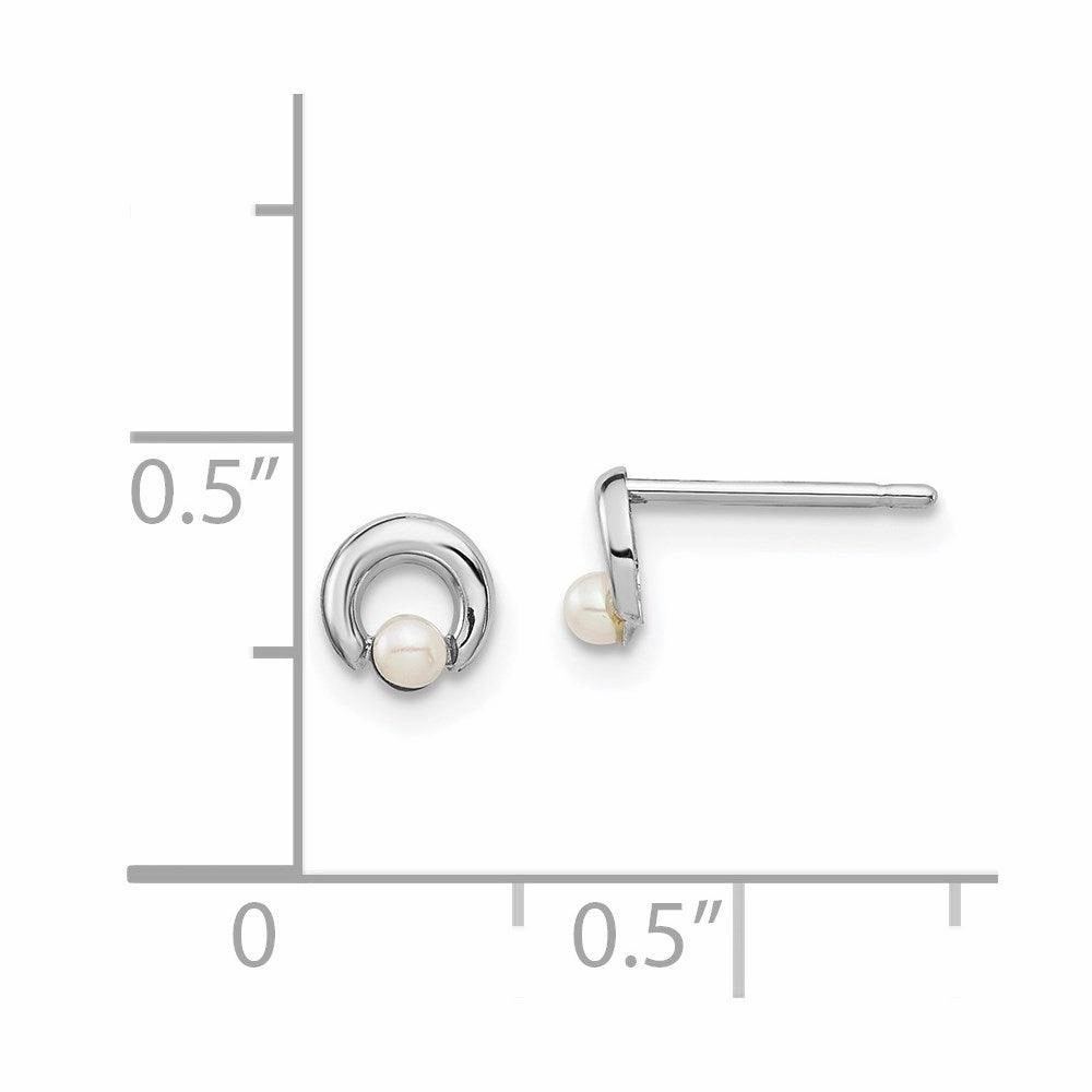 Madi K Kid's 14k White Gold  Button Freshwater Cultured Pearl Circle Post Earrings