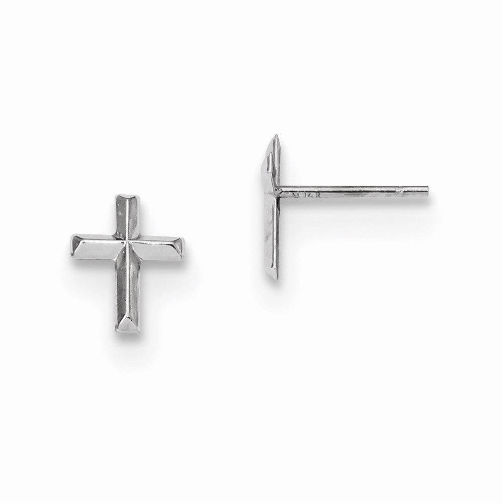 Madi K Kid's 14k  White Gold Polished Cross Post Earrings