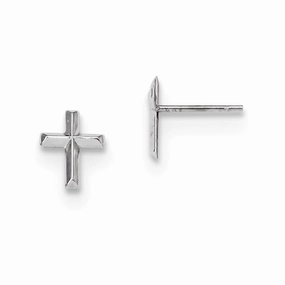 Madi K Kid's 14k  White Gold Polished Cross Post Earrings