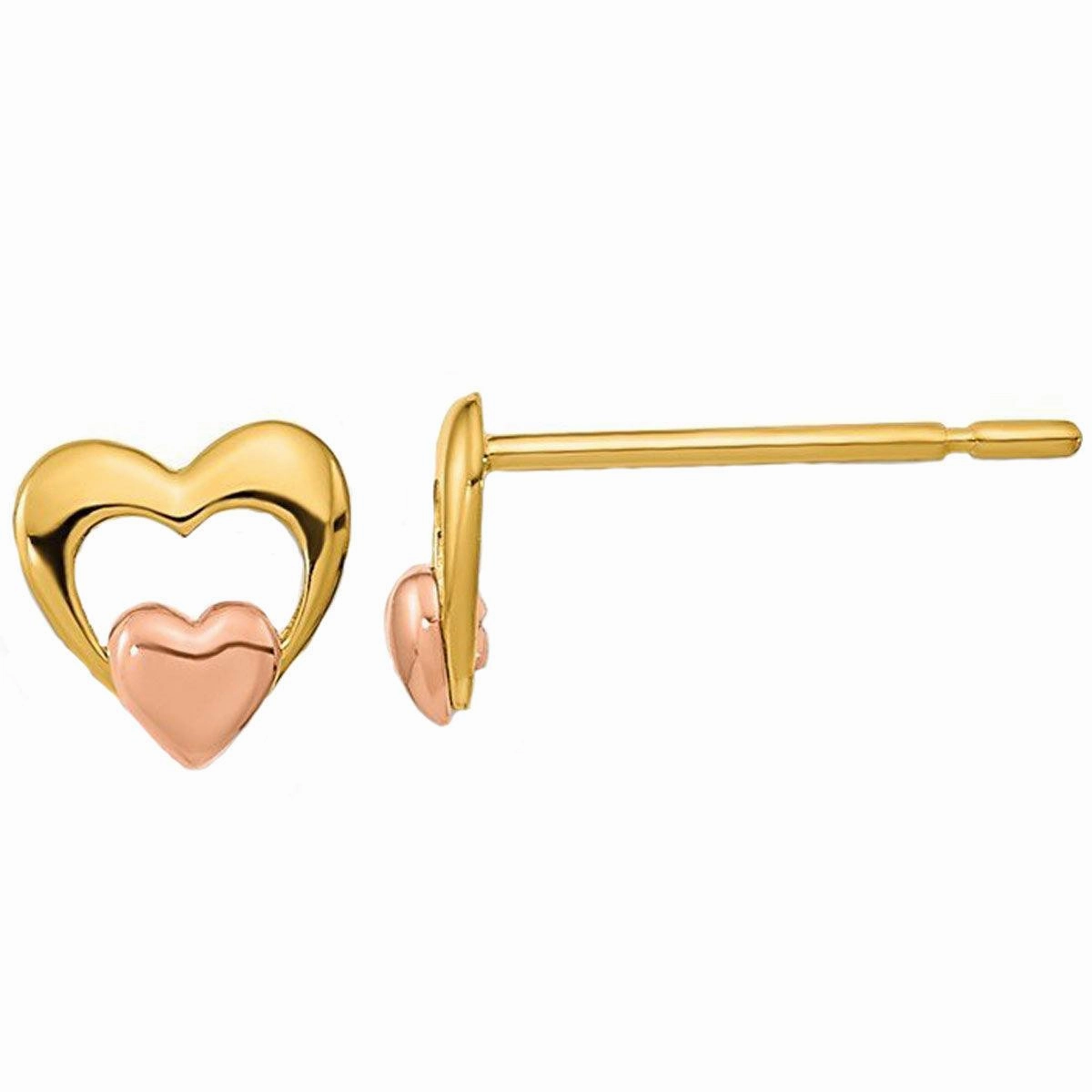 Madi K Kid's 14k Yellow & Rose Gold   Heart Post Earrings